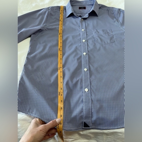 UNTUCKit Men's Size Large Blue Gingham Check Plaid Dress shirt~ Button Front - Picture 7 of 9